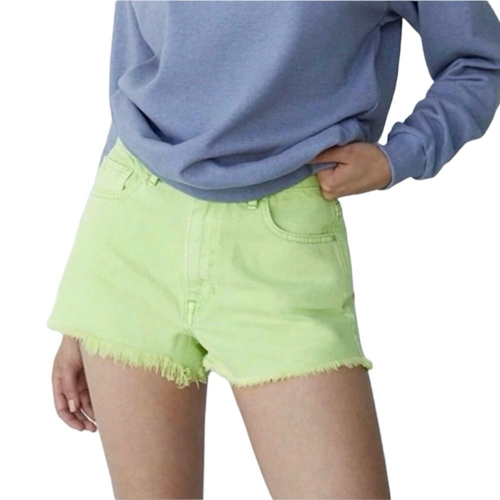 Pacsun Lime Green Festival Denim Jean Cutoff Shorts Size 0